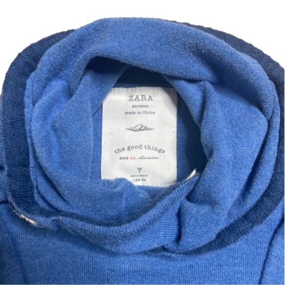 Zara Kids Blue Cowl Neck Sweater Size 7 years old - Picture 7 of 9